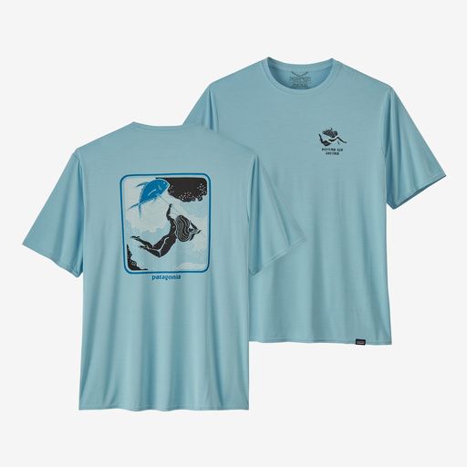Patagonia M&#39;s Capilene Cool Daily Graphic Shirt Defend Our Oceans: Fin Blue X-Dye (DOFX) XL