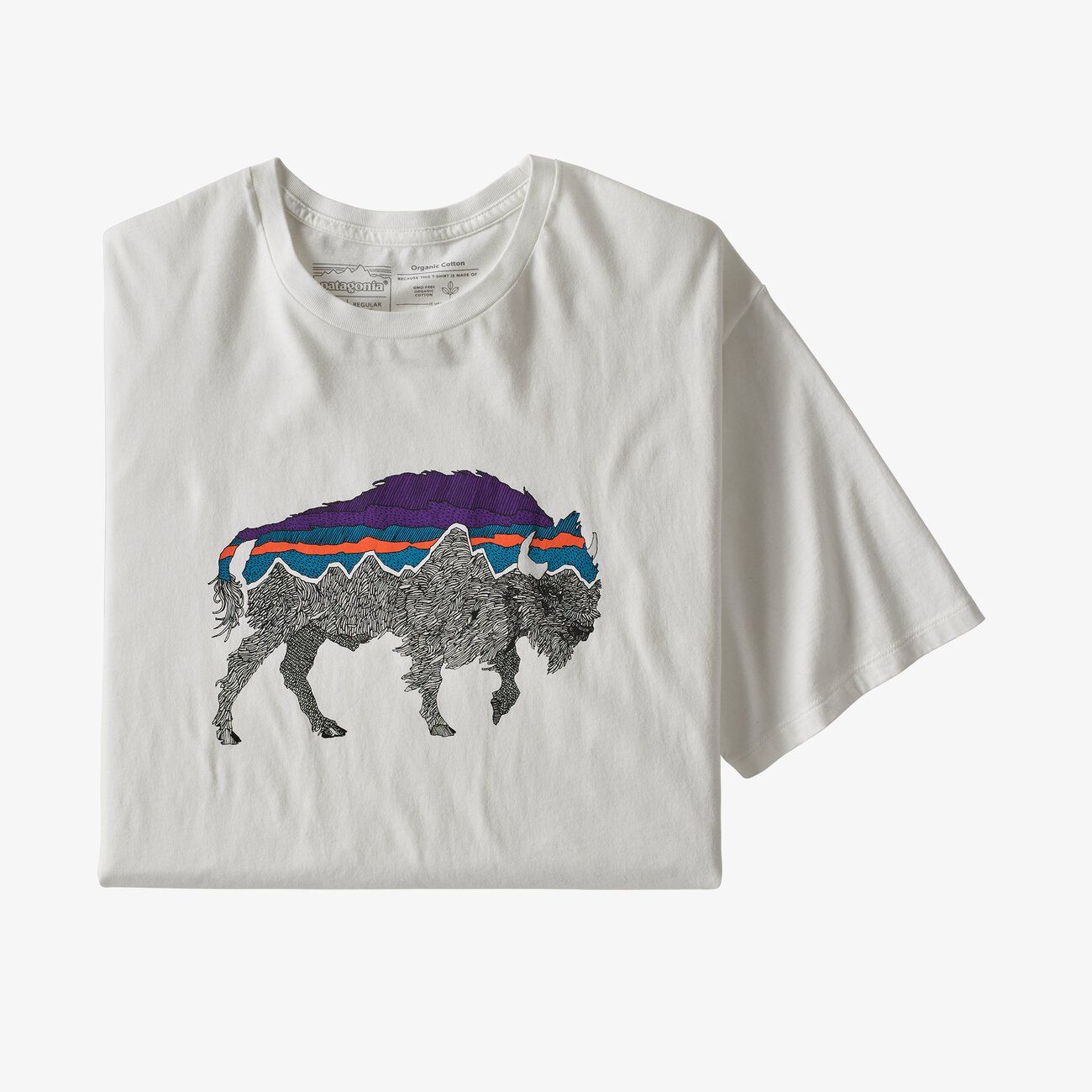 Patagonia M&#39;s Back For Good Organic T-Shirt White w/ Bison (WTBI) XL