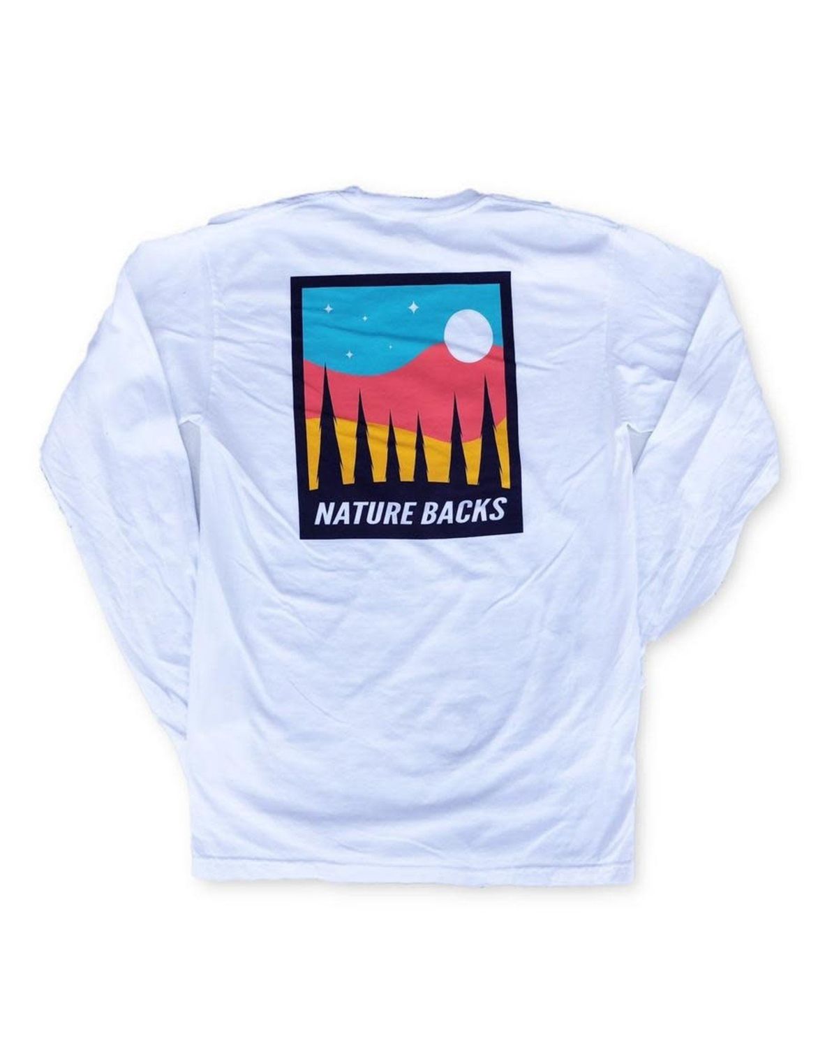 Nature Back L/S Moon T-Shirt, Color: White, Size: S