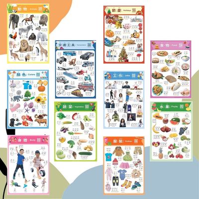 Educational 10-Poster Realistic Pictures Set in Traditional Chinese