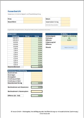 Kassenbericht – Excel Pro