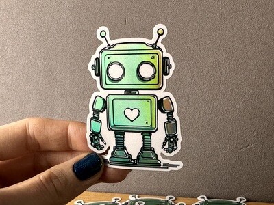 Robot Love - Holografischer Sticker, Aufkleber