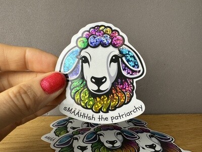 Smash the patriarchy pride Schaf - Regenbogen Glitzer Sticker
