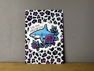 Eat the patriarchy shark - Postkarte Leo Blau