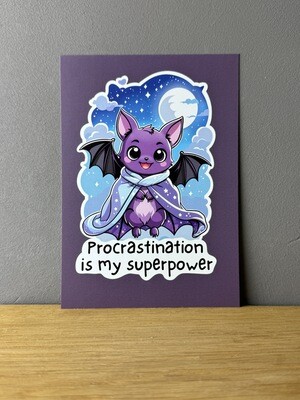 Fledi 🦇 Procrastination Superhero - Postkarte