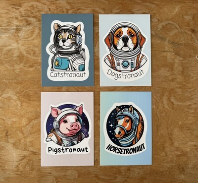 Animal Astronaut Crew 🪐 - Postkarten (auch als Set)