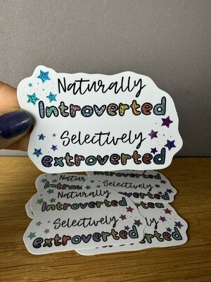 Introvert / Extrovert - Rainbow Glitter Sticker