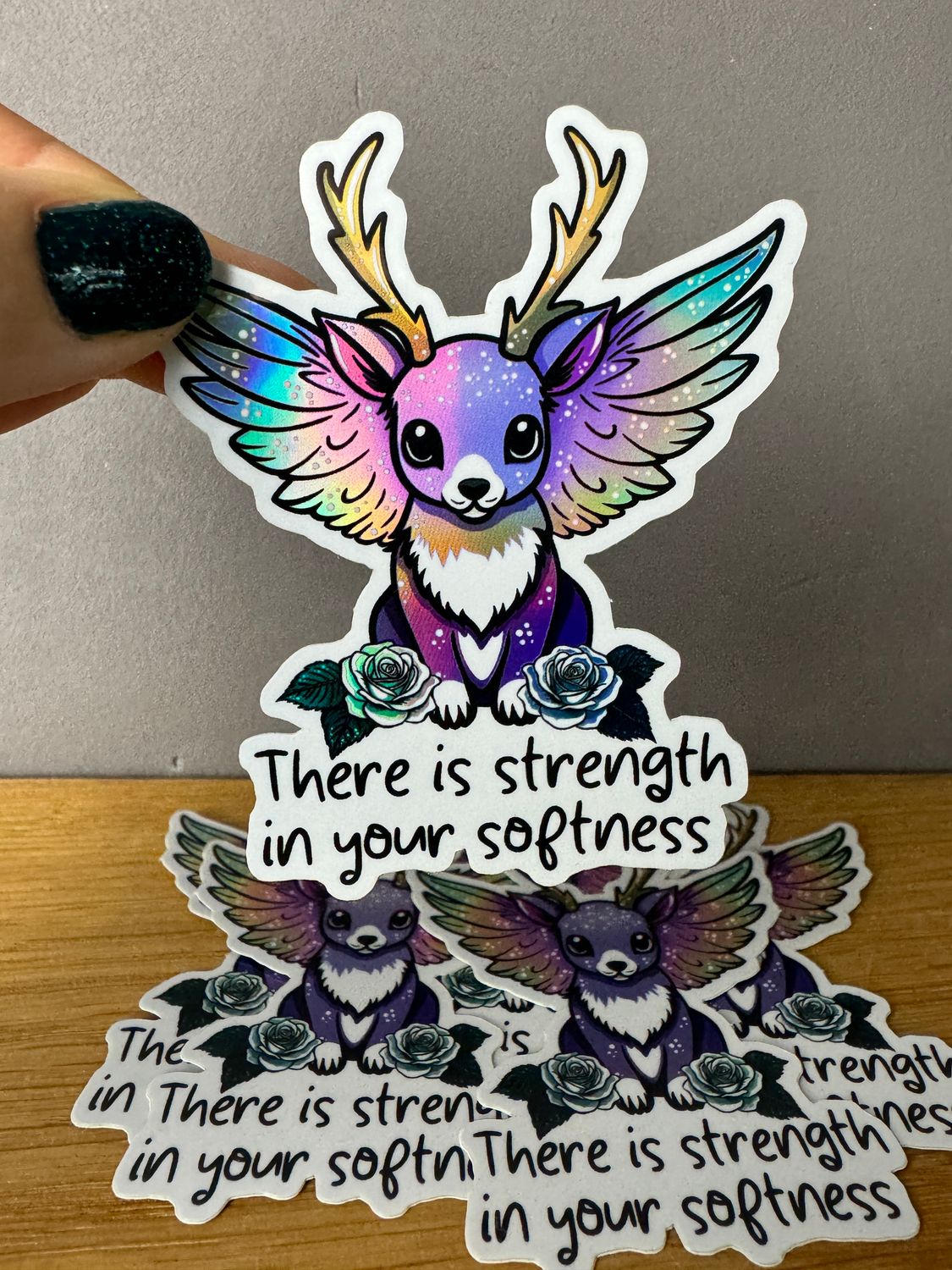 Strength in your softness Wolpertinger - Holografischer Sticker