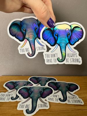 Mental Health Elefant - Holografischer Sticker 🐘