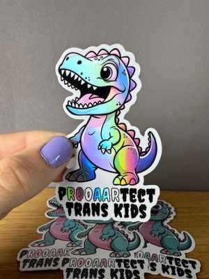 Protect Trans Kids T-Rex 🏳️‍⚧️ Holografischer Sticker