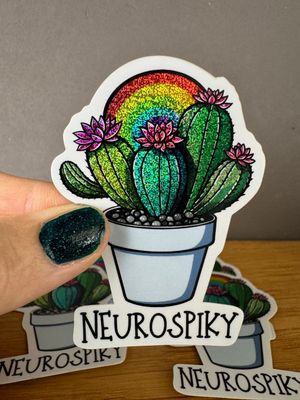 Neurospiky / Neurodivergent Kaktus - Glitzer Sticker 🌵