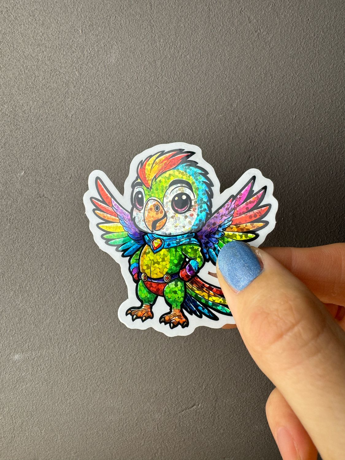 Rainbow Superhero Glitzer Papagei 🦜