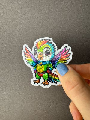 Rainbow Superhero Glitzer Papagei 🦜