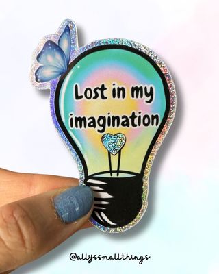 Lost in my imagination Glühbirne 💡 -  Glitzer-Sticker