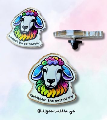 Smash the patriarchy Regenbogen Schaf 🐑- Acryl Pin