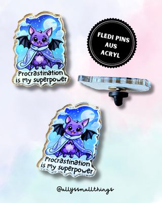 Procrastination Fledermaus Fledi 🦇 - Acryl Pin