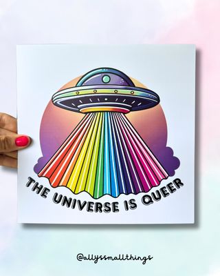 The universe is queer - Grosser Print Regenbogen UFO 🌈
