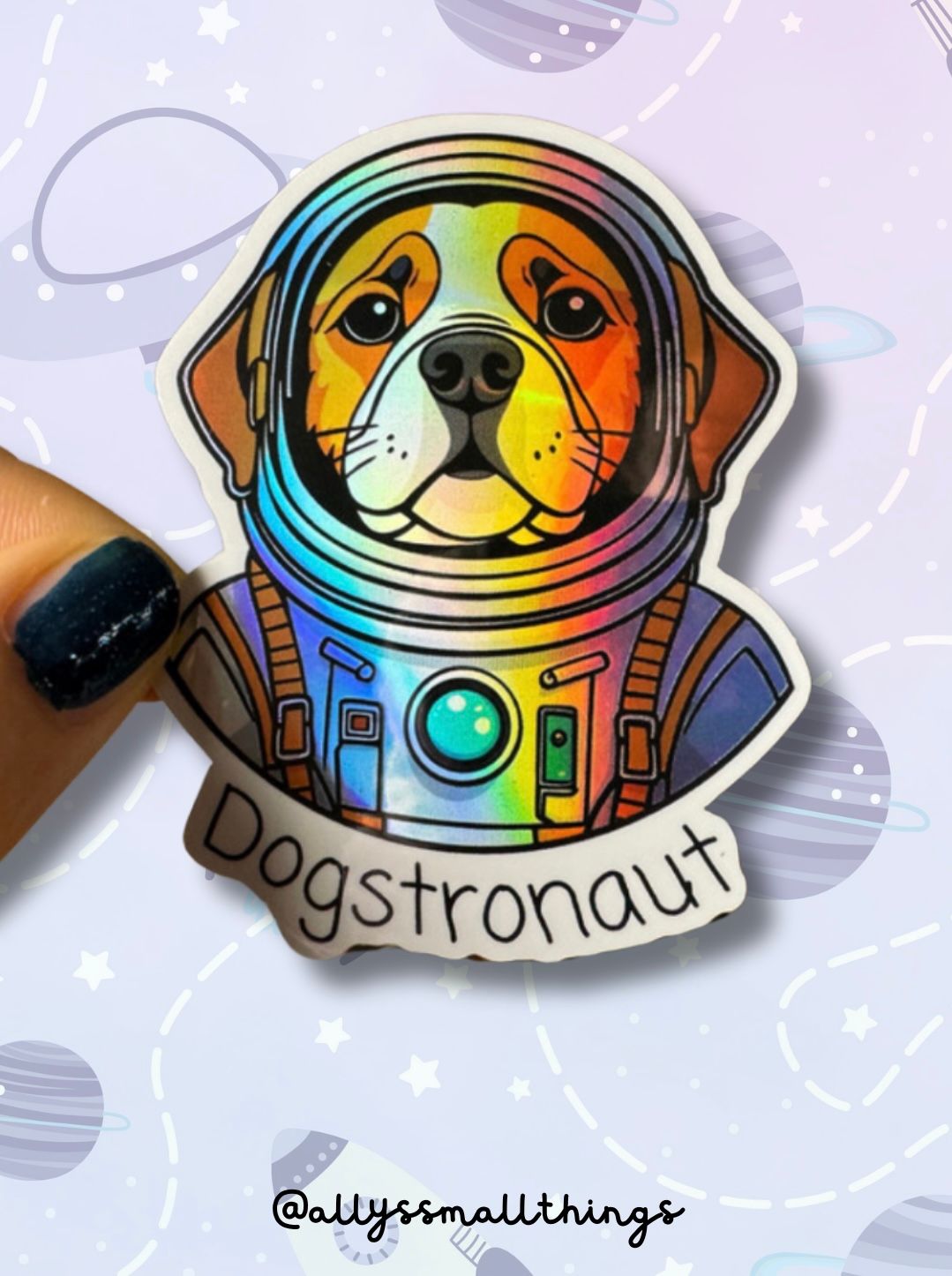Dogstronaut - Holografische Sticker, Aufkleber