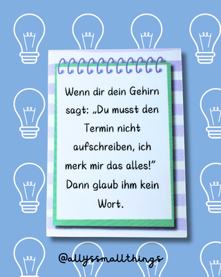 Termine merken 🧠 - Mein Gehirn und ich Notizblock Sticker