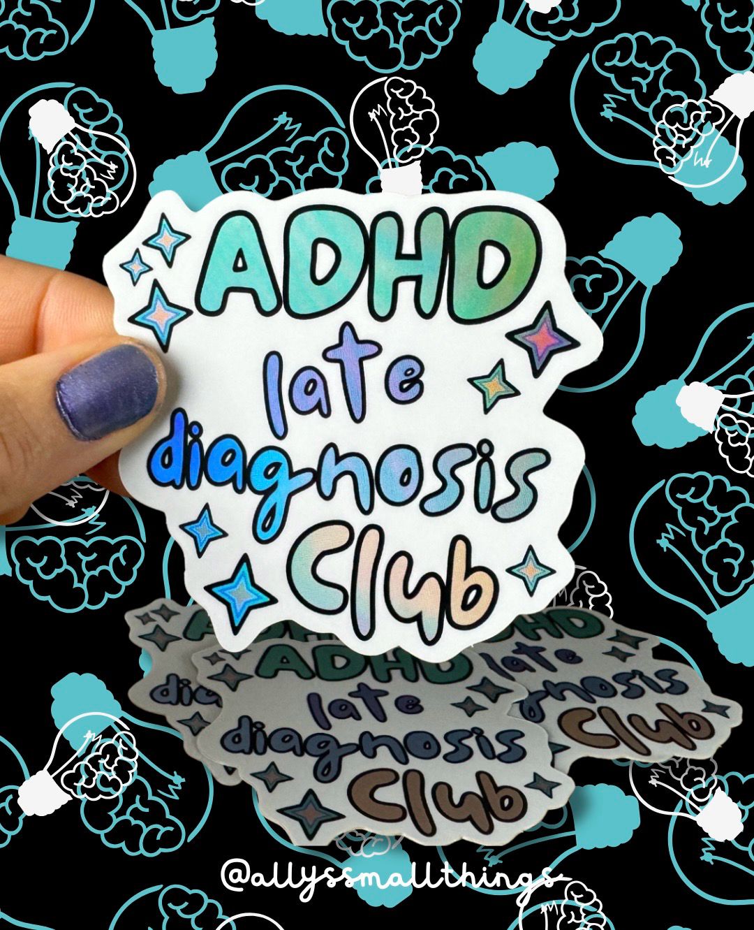 ADHD Late diagnosis club - Holografischer Sticker