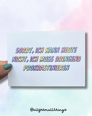 Kurz Prokrastinieren - Postkarte Pastell Neurodivergent ADHS 🫧