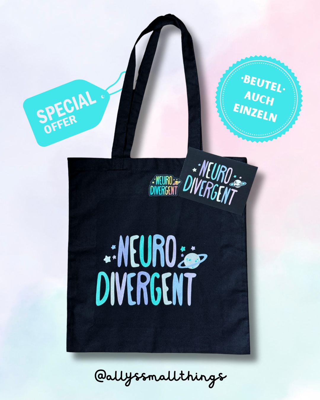 Neurodivergent - Beutel, Tasche Fairtrade, ADHS Autismus