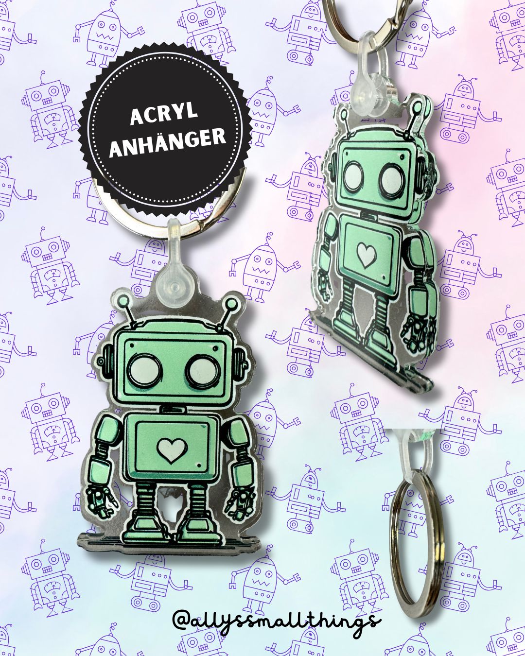 Love Robot 🤖 - Acryl Anhänger Roboter Schlüsselanhänger