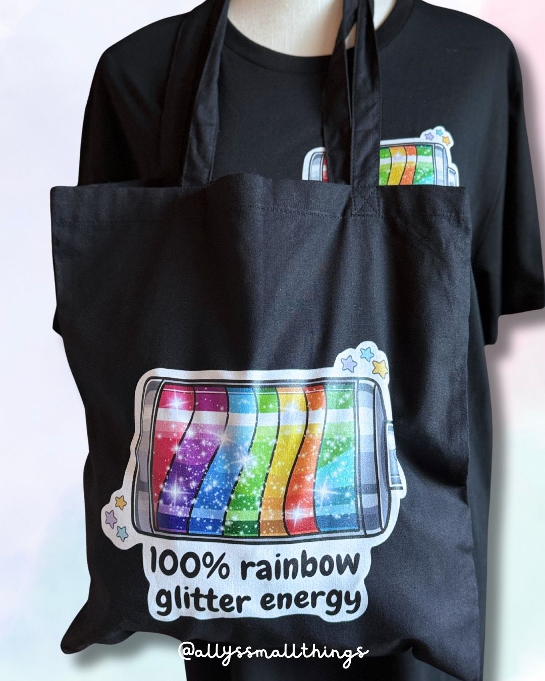 Rainbow Energy Batterie 🌈 Beutel, Tasche Fairtrade, Regenbogen, Pride