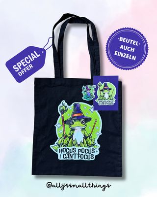 Hocus Pocus I can’t focus Frosch 🐸 - Beutel, Tasche Fairtrade