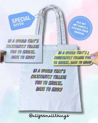 Dare to grow 𩵠Beutel, Tasche Fairtrade, Mental Health Reminder Pastell