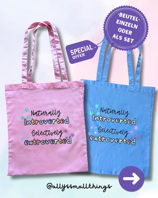 Introvertiert/ Extrovertiert - Beutel, Tasche Fairtrade, Introvert Neurodivergent