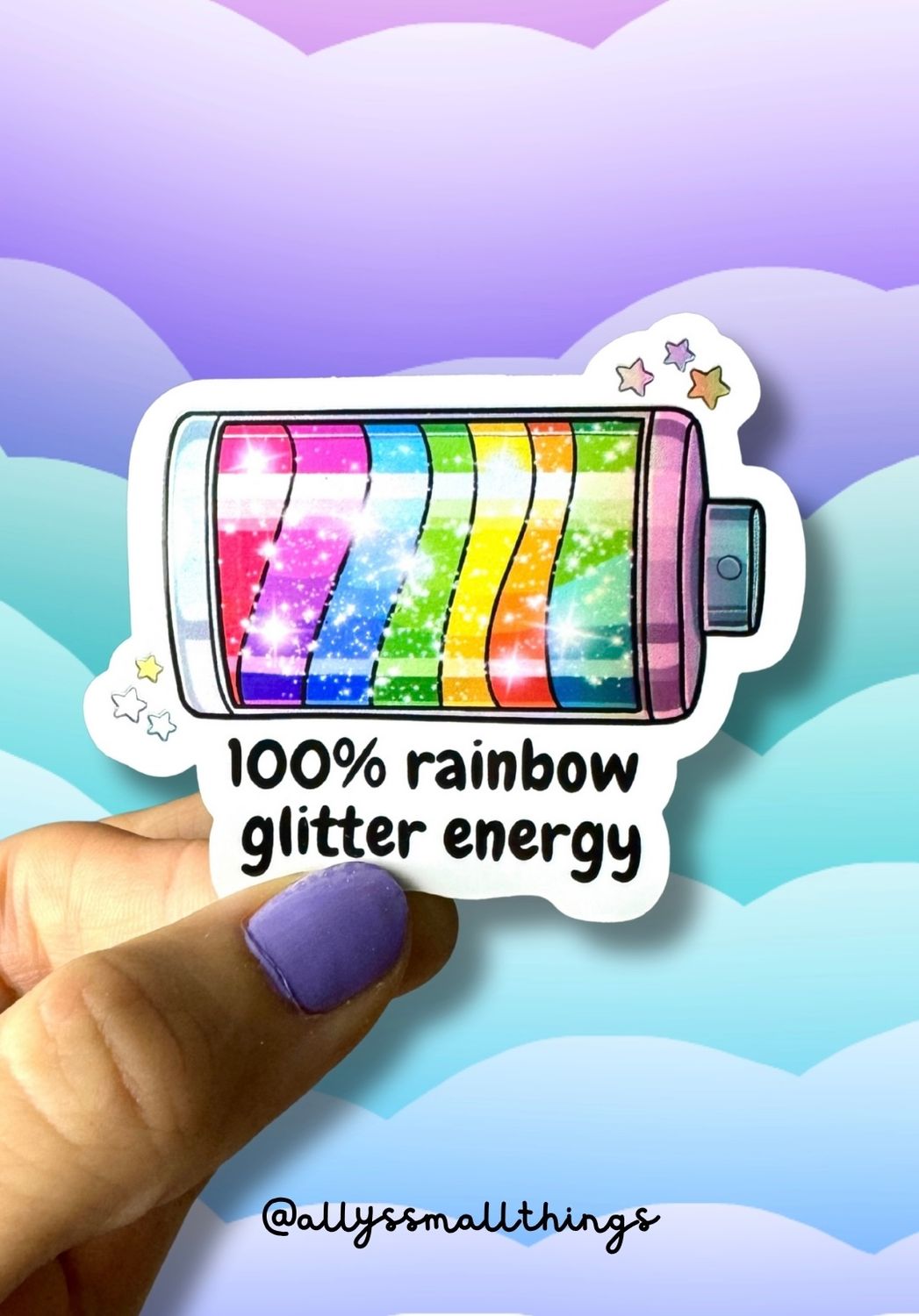 Rainbow Glitter Energy Batterie 🔋🌈 Ally, Queer, Regenbogen Sticker