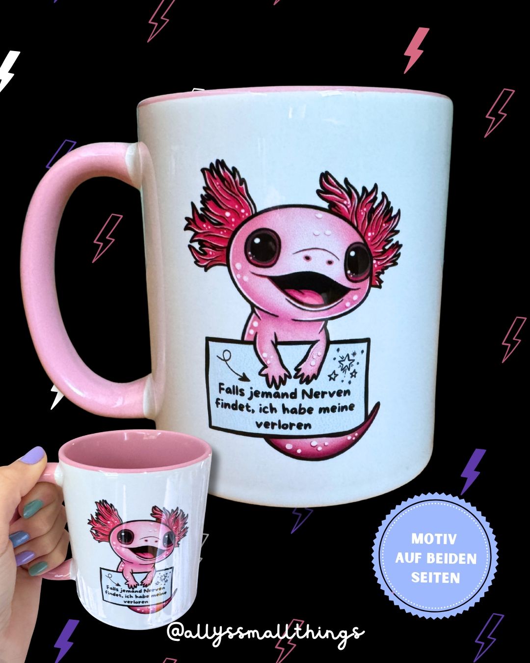 Meine Nerven Axolotl 💕 Tasse mit Rosa, Cute, Lustig