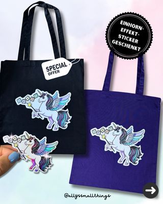 Chaos Unicorn 🦄 Set Beutel & Sticker, Tasche Fairtrade, Einhorn Chaos Unicorn 🦄 Set Beutel & Sticker, Tasche Fairtrade, Einhorn