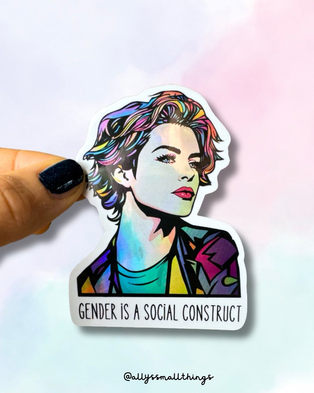 Gender is a social construct! Holographischer Sticker