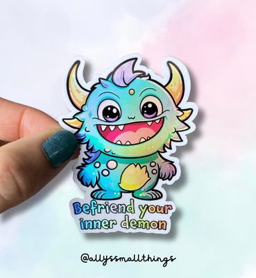Befriend your inner demon - Sticker, Aufkleber, Mental Health Befriend your inner demon - Sticker, Aufkleber, Mental Health