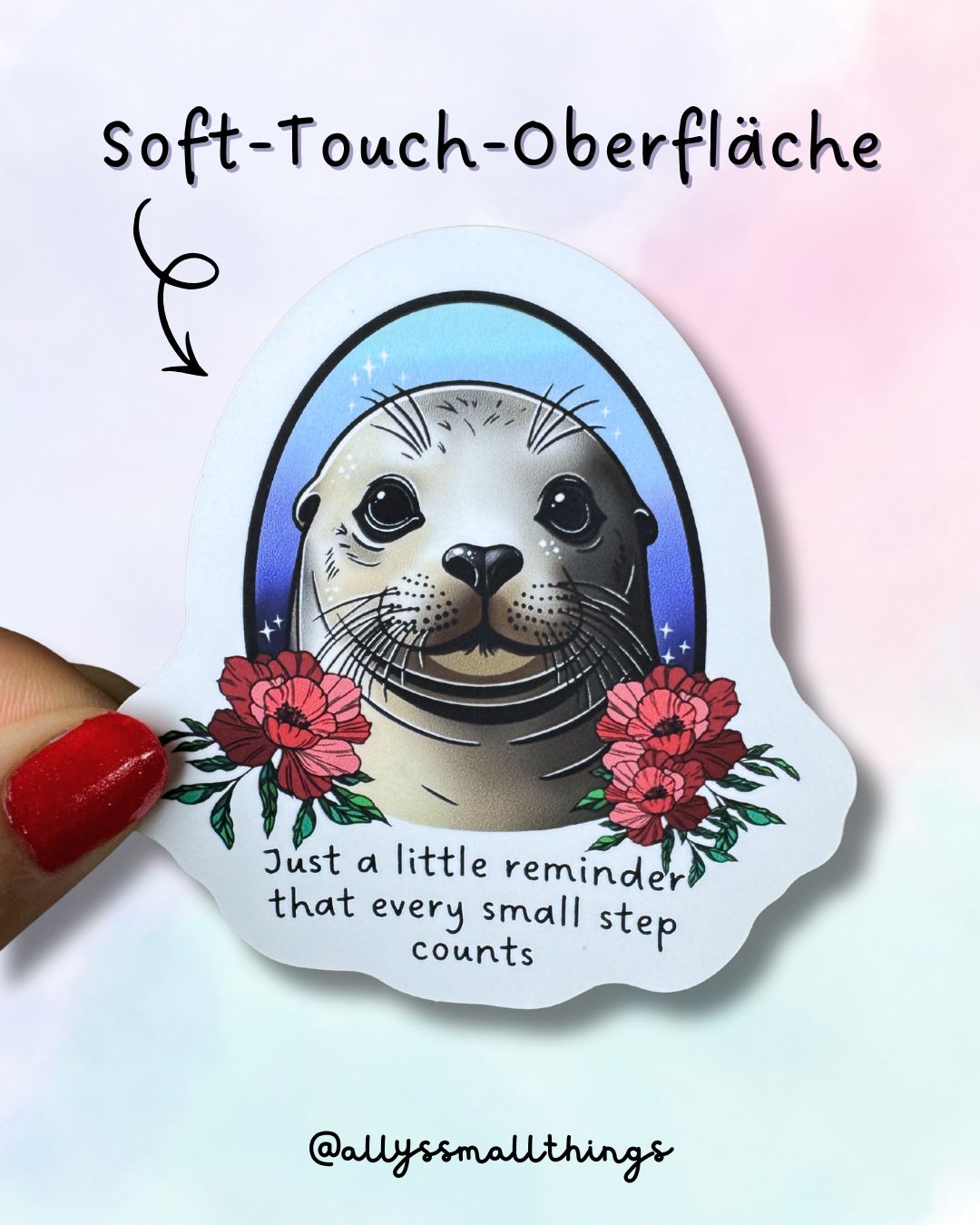 Step by Step Robbe 🦭 Sticker, Soft-Touch, Aufkleber, Mental Health