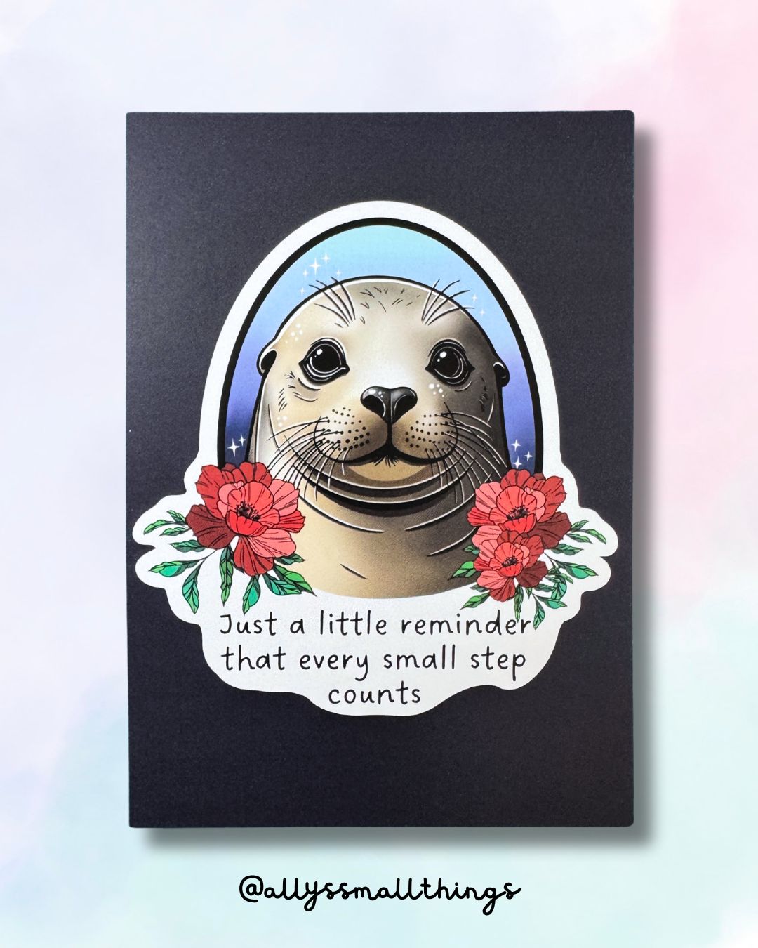 Step by Step Robbe 🦭 Postkarte, beide Seiten bedruckt, Mental Health