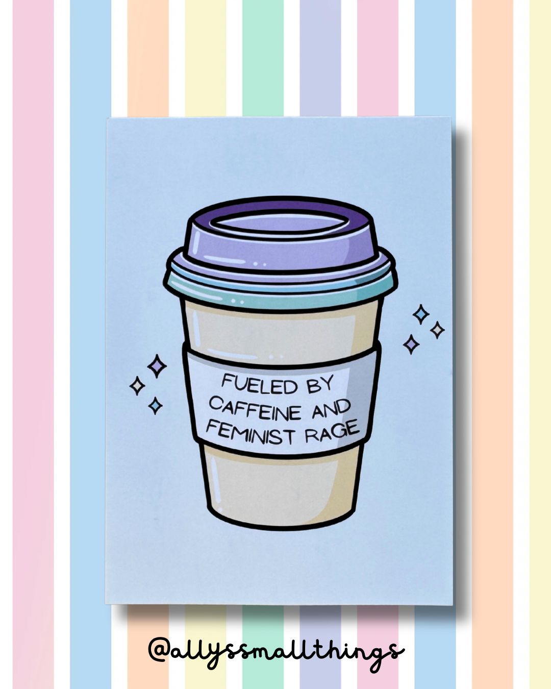 Caffeine &amp; Feminist Rage Kaffeebecher ☕️ Postkarte, Feminismus, Kaffee, Pastell