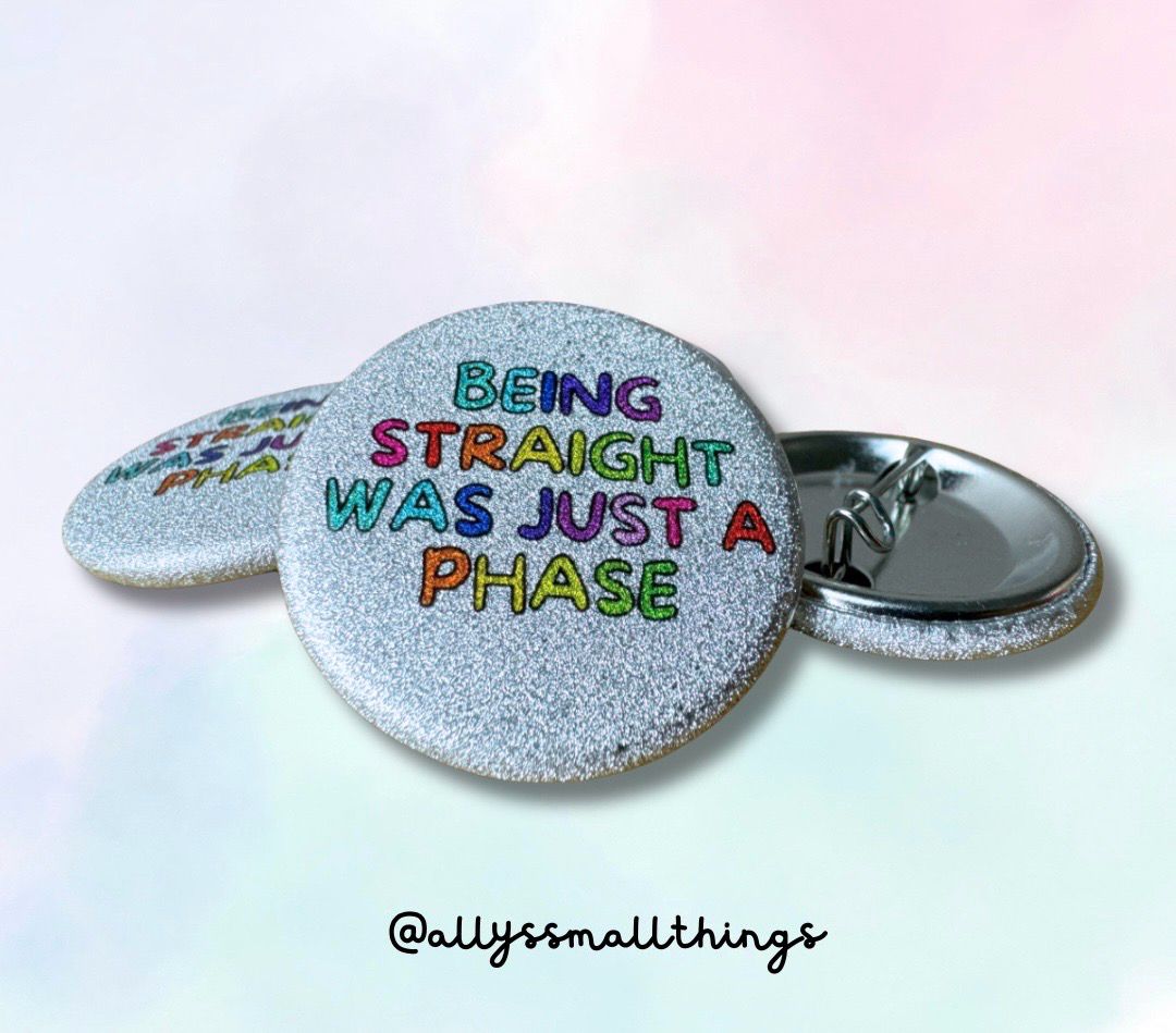 Just a phase - Glitzer Button, Queer, Pride, Regenbogen 🌈