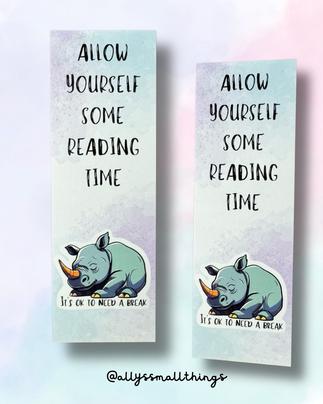 It’s ok to need a break - Lesezeichen Nashorn, Lesen, Buch, Mental Health