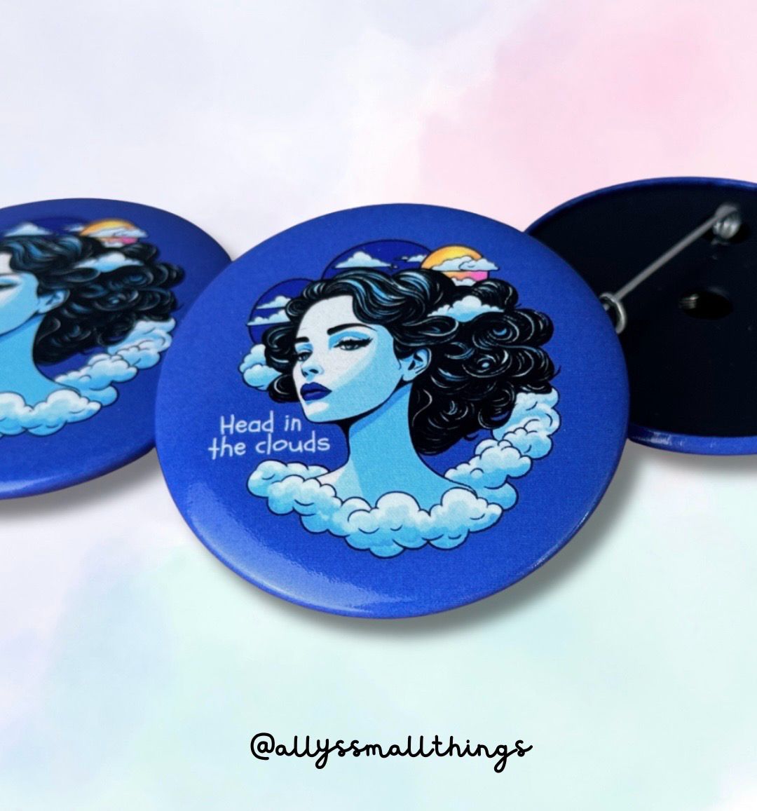 Head in the clouds - 50mm Button, Overthinker, ADHS, Neurodivergent