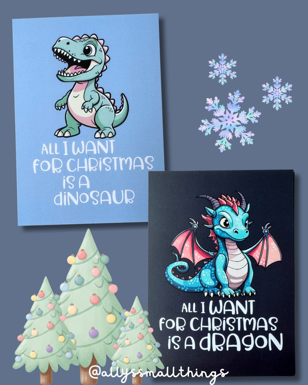 Weihnachten Dino oder Drache 🎄 Postkarte, Dinosaurier, Neurodivergent, Drachi