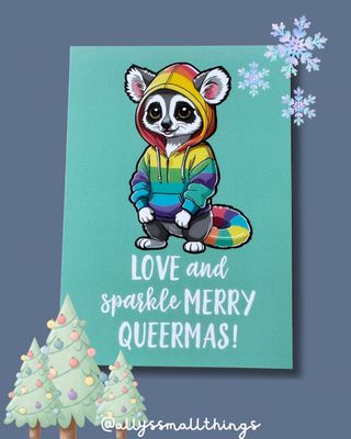 Merry Queermas đ Postkarte, Love, Queer, Weihnachten, Lemur, Regenbogen Merry Queermas đ Postkarte, Love, Queer, Weihnachten, Lemur, Regenbogen