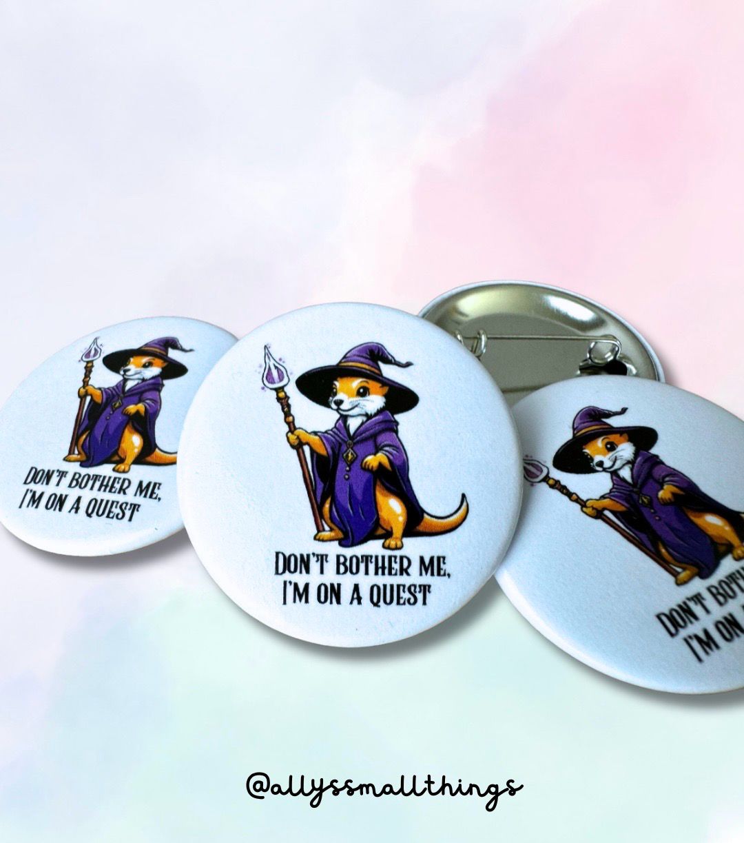 Quest Magic Weasel 🪄 37 mm Button, Wiesel, Zauber, Fantasy, RPG, Wizzard