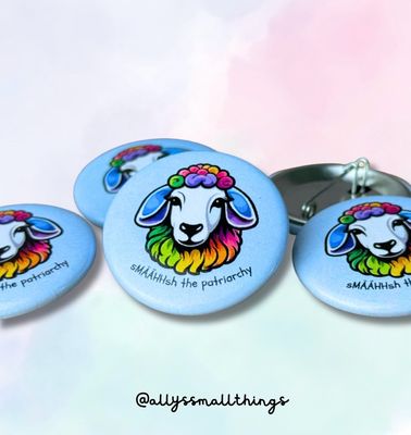 Smash the patriarchy Schaf đ Button, Feminist. Regenbogen, Queer