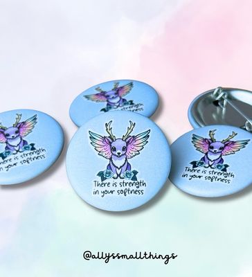 Strength in your softness Wolpertinger - Button, Wolpi, Pastell, Mental Health, Fantasy