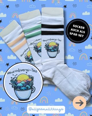 Bio-Baumwoll Socken 🦇 Neurodiversitea, Neurodivergent, ADHS, Autismus, Tee