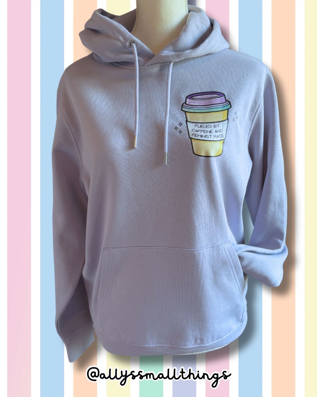 Caffeine &amp; Feminist Rage ⚡️ Hoodie, Bio, Fairtrade, Pulli, Kaffee, Pastell