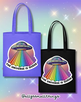 Queer Universe 🌈 Tasche, Beutel, Pride, Regenbogen, Weltall, UFO, Ally